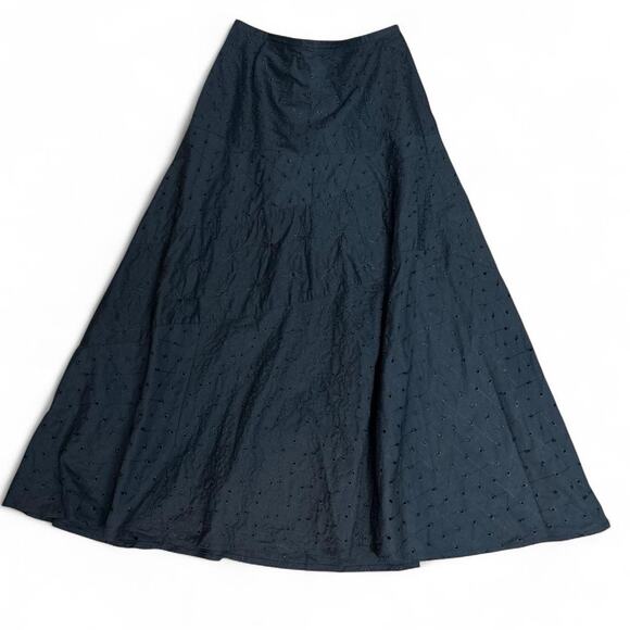 Appraisal Women’s Floral Eyelet Maxi Skirt Size 8 Asymmetrical Patchwork Boho - Picture 1 of 6